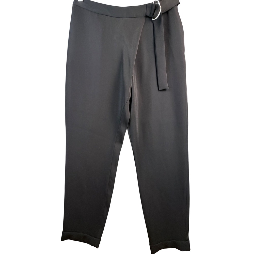 Ted Baker London Black Wrap Front D-Ring Belted Tapered Trousers Size 1 (US 4)